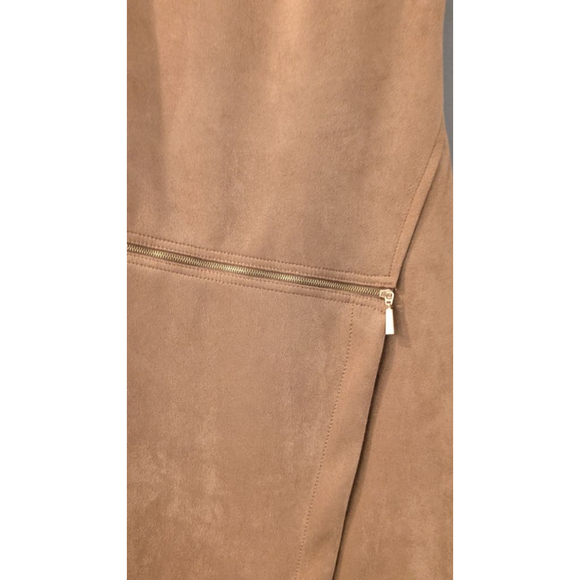 NWOT Women's Calvin Klein Tan Faux Suede Dress with Zipper Detail Size 4 - Picture 3 of 10